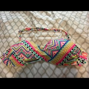 neon and white strapless top ties in the back